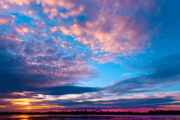 Beautiful Colorful sunset of sky at the dam