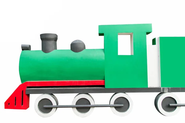 Zielony Pociąg Statua Białym Tle — Zdjęcie stockowe