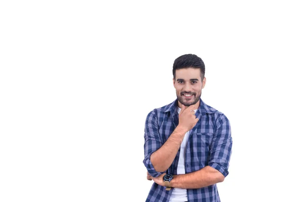 Portrait Handsome Man Smile White Background — 스톡 사진