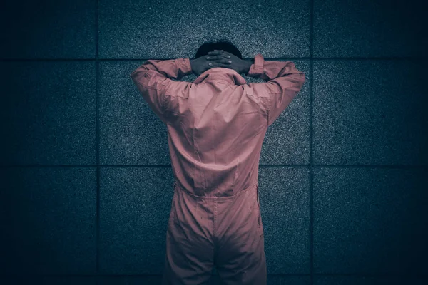 Asian Man Prison Uniform Prisoner Concept — Stock Photo, Image