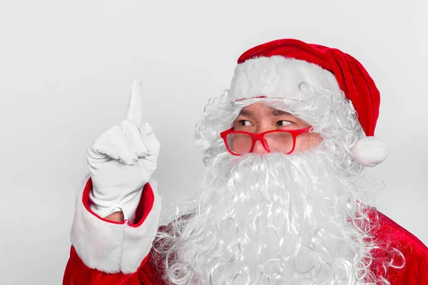 Portret Van Kerstman Witte Achtergrond Vrolijk Kerstconcept — Stockfoto