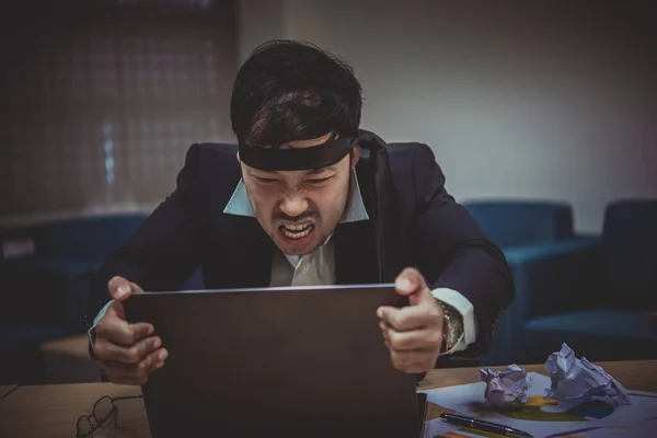 Asiatico Uomo Affari Stressato Dal Lavoro Furioso Dal Duro Lavoro — Foto Stock