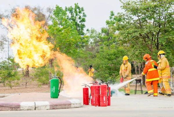 Thailand April 2016 Fire Training Firefighter Who Carefully Synchrotron Light — 图库照片