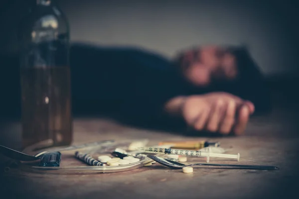 Asian Man Drug Addicts Inject Heroin Veins Them Selves Flakka — Stock Photo, Image