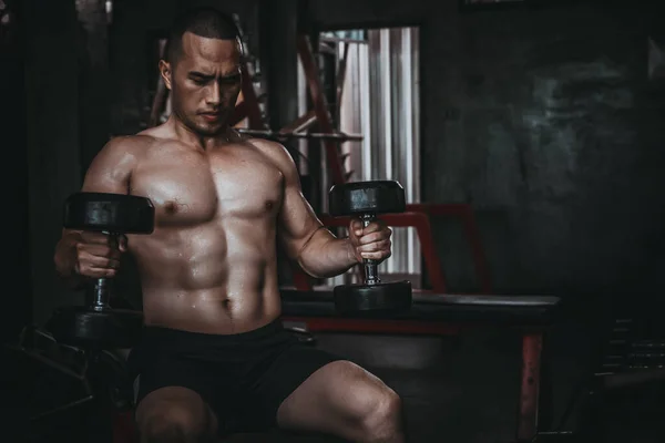 Πορτρέτο Της Ασίας Άνθρωπος Μεγάλο Στο Γυμναστήριο Ταϊλάνδη Άνθρωποι Προπόνηση — Φωτογραφία Αρχείου