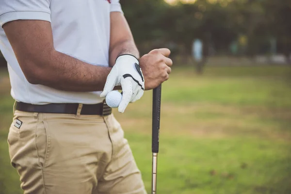 Golfista Segurando Clube Golfe Campo Golfe Povo Tailândia — Fotografia de Stock