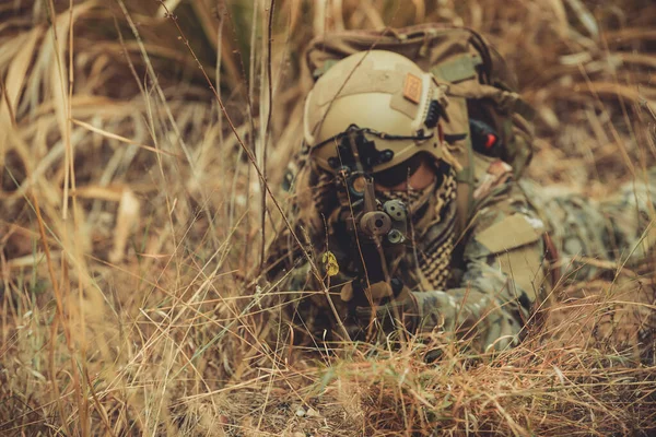 Soldaten Van Speciale Troepen Oorlogen Woestijn Thailand Mensen Leger Soldaat — Stockfoto