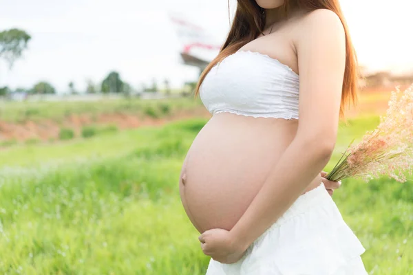 Portret Van Jonge Aziatische Zwangere Vrouw — Stockfoto
