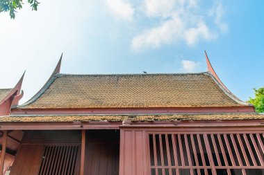 Eski Budist tapınağının dışı, seyahat konsepti. 