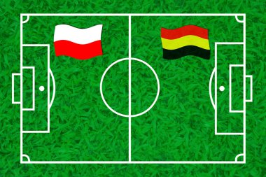 Polonya ve Almanya bayraklarıyla futbol sahası