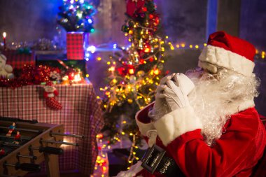 Santa Claus drink coco in the house,Happiness to the children,Welcome to winter,Happy new year,Time for relax,Tabletop Soccer Football Table