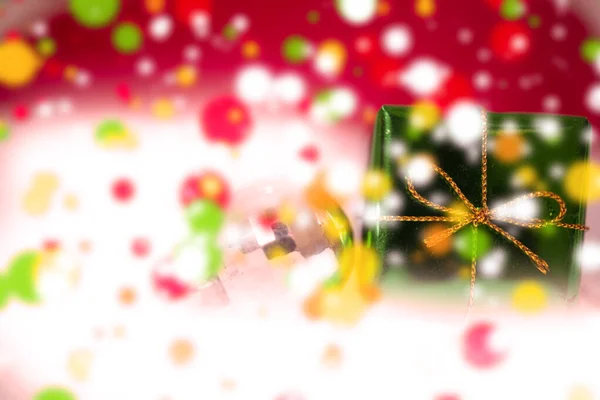 Giftbox Bokeh Background Snow Colorful Christmas — Stock Photo, Image