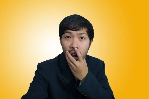 Messy Thai Business Man Make Mouth Wow — Stock Photo, Image