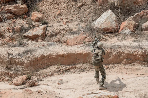 Soldaten Von Spezialeinheiten Auf Kriegen Der Wüste Thailänder Soldaten Der — Stockfoto