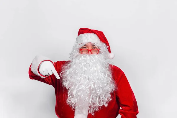 Retrato Papai Noel Sobre Fundo Branco Conceito Feliz Natal — Fotografia de Stock