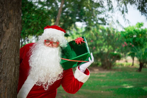 Weihnachtsmann Mit Geschenkbox Frohe Weihnachten Konzept — Stockfoto