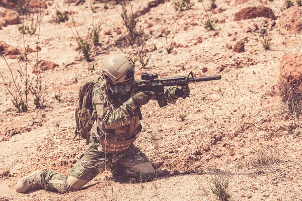 Soldados Fuerzas Especiales Guerras Desierto Gente Tailandia Soldado Del Ejército —  Fotos de Stock