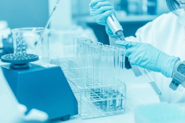 Bilim insanları deneyden önce kimyasalları plastik tüplere enjekte ettiler. Bilim adamı, deneyden önce sallama makinesiyle kimyasalları karıştırdı. Örnekleri test tüplerine karıştırıp test için numune hazırladı.