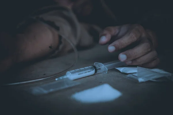 Asiatique Gars Accroché Faible Cause Une Drogue Overdose World Concept — Photo