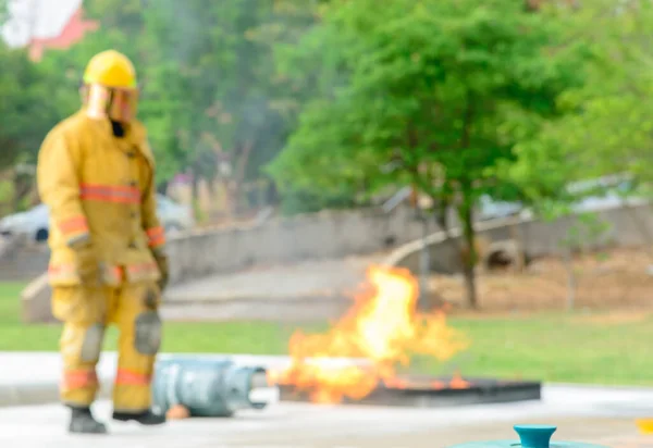 Thailand April 2016 Fire Training Firefighter Who Carefully Synchrotron Light — Stock Photo, Image