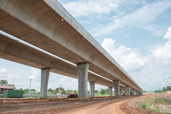 Parallel bridge way under contruction,countryside,long bridge,tollway,The road outside