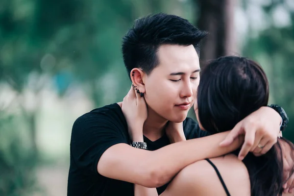 Imagen Pareja Asiática Enamorada Divertirse Concepto Gente Feliz — Foto de Stock