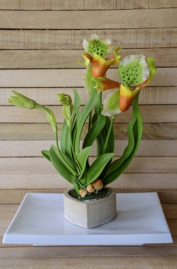 Ahşap arka planda bir buket. 10 saniye.