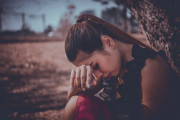 Primo Piano Triste Bella Donna Asiatica Stile Vintage Lei Heartbreak — Foto Stock