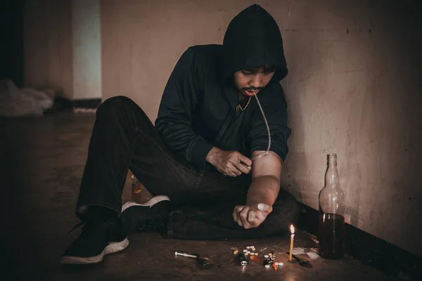 Portrait Homme Asiatique Toxicomane Thaïlande Personnes — Photo