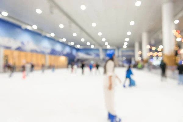 Desfocado Pessoas Jogar Patinação Gelo Com Luz Bokeh Luz Néon — Fotografia de Stock