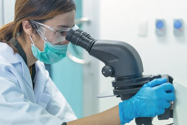 Científico Asiático Que Trabaja Laboratorio Tailandia Personas Experimentar Ciencia Calcular —  Fotos de Stock