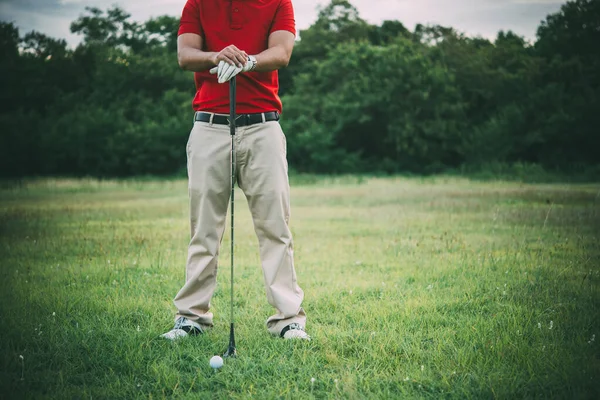 Golfschläger Und Ball Auf Gras Golfer Spielen Golf Einem Country — Stockfoto