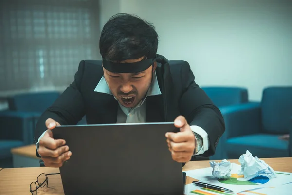 Asian Businessman Stressed Work Furious Hard Work Boss Complain Project — Stockfoto