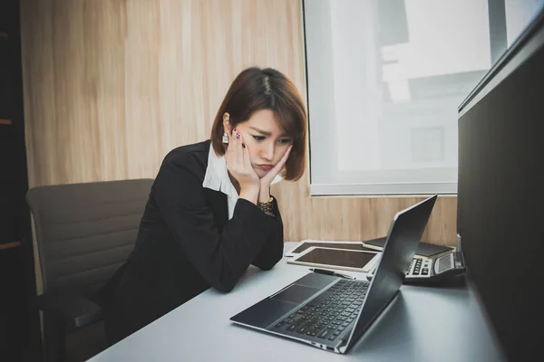 Asian Stress Business Woman Working Fail Owner Company Blamed Her — Stock Photo, Image