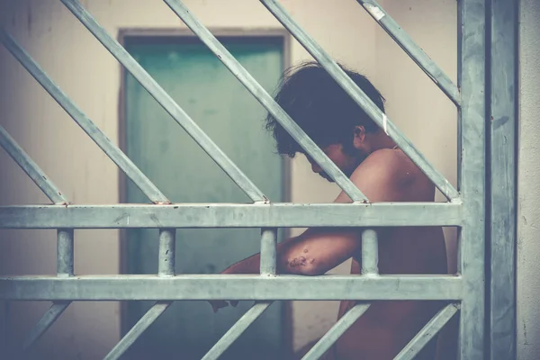Asiático Hombre Prisión Uniforme Prisionero Concepto —  Fotos de Stock