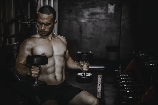 Πορτρέτο Της Ασίας Άνθρωπος Μεγάλο Στο Γυμναστήριο Ταϊλάνδη Άνθρωποι Προπόνηση — Φωτογραφία Αρχείου