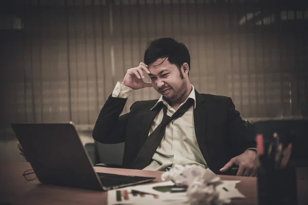 Asian Businessman Stressed Work Furious Hard Work Boss Complain Project — Stock Photo, Image