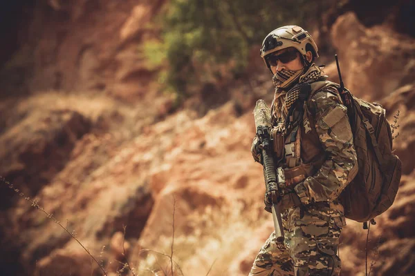 Soldaten Von Spezialeinheiten Über Kriege Der Wüste Thailänder Armeesoldaten — Stockfoto