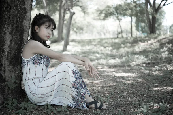 Close Sad Beautiful Asian Woman Unrequire Love She Think Much — Stock Photo, Image