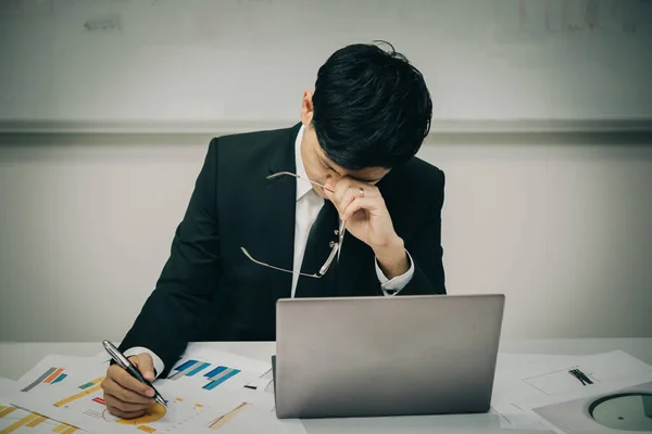 Close Stress Empresário Asiático Falha Trabalho Pessoas Tailândia Não Sucesso — Fotografia de Stock