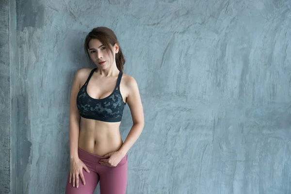 Cerca Asiático Hermoso Deporte Chica Pared Gimnasio Tailandia Amor Salud — Foto de Stock