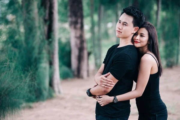 Imagem Casal Asiático Amor Divertir Conceito Pessoas Felizes — Fotografia de Stock