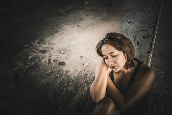 Yalnız Üzgün Şişman Kadın Aşktan Kalp Kırıklığından Hayal Kırıklığından Taylandlı — Stok fotoğraf