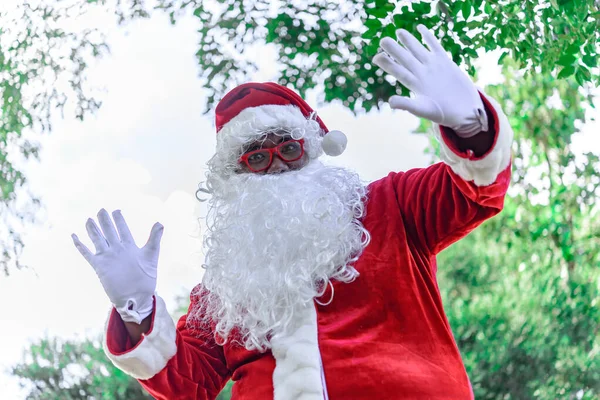 Weihnachtsmann Porträt Park Frohe Weihnachten — Stockfoto