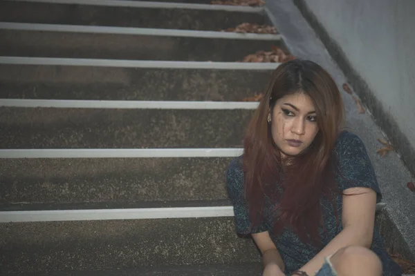 Asiatische Frau Traurig Von Der Liebe Sie Sorgen Sich Weil — Stockfoto