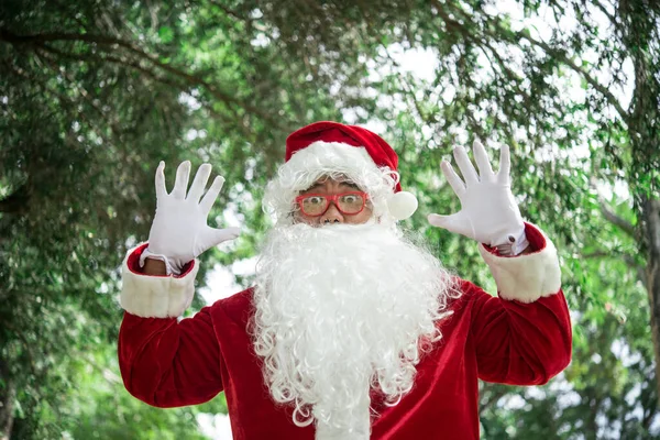 Weihnachtsmann Porträt Park Frohe Weihnachten — Stockfoto