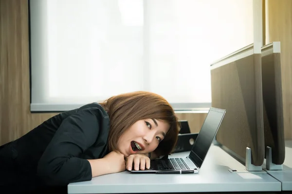 Azji Biznes Kobieta Stres Pracy Tajlandia Ludzie Zrobić Usta Wow — Zdjęcie stockowe