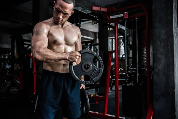 Retrato Hombre Asiático Gran Músculo Gimnasio Tailandia Personas Entrenamiento Para — Foto de Stock