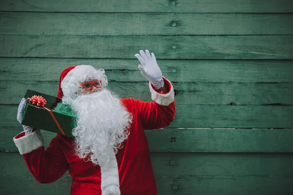 Weihnachtsmann Mit Geschenkbox Frohe Weihnachten Konzept — Stockfoto