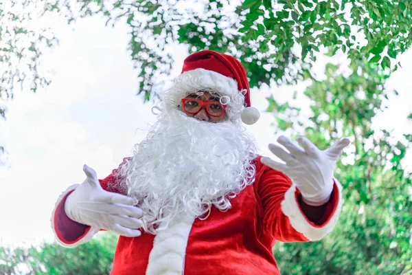 Weihnachtsmann Porträt Park Frohe Weihnachten — Stockfoto